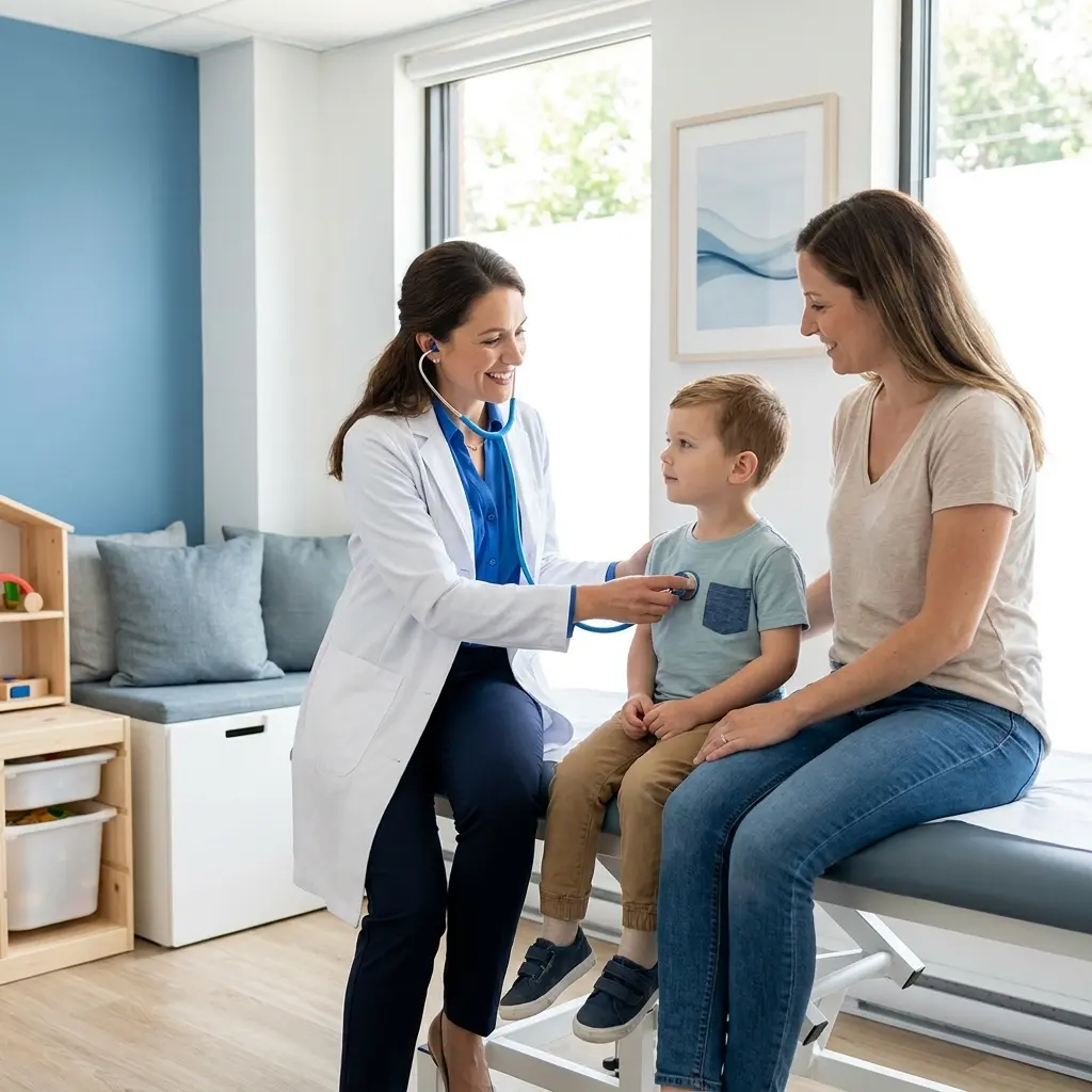 Médecin généraliste avec un enfant